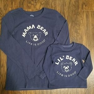 Life Is Good Mama Bear Lil Bear Shirt Set